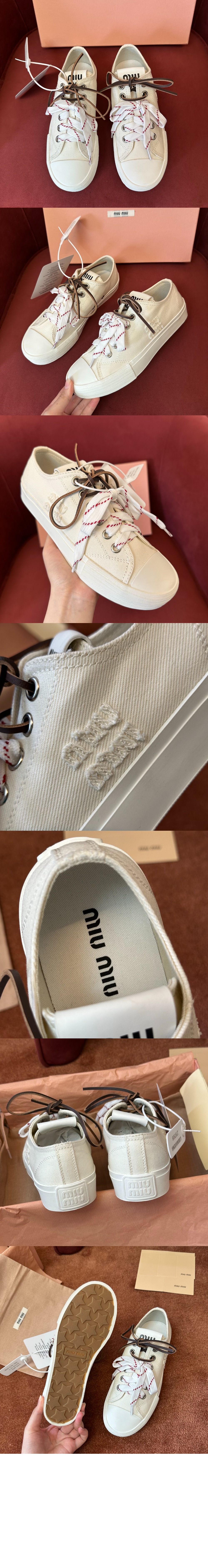 미우미우 워싱 데님 스니커즈 5E384E