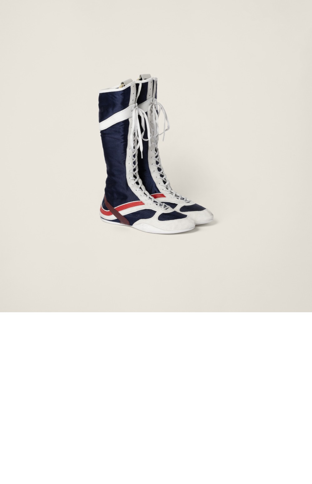 미우미우 김나지움 기능성 소재 및 스웨이드 복서 부츠 5W429E