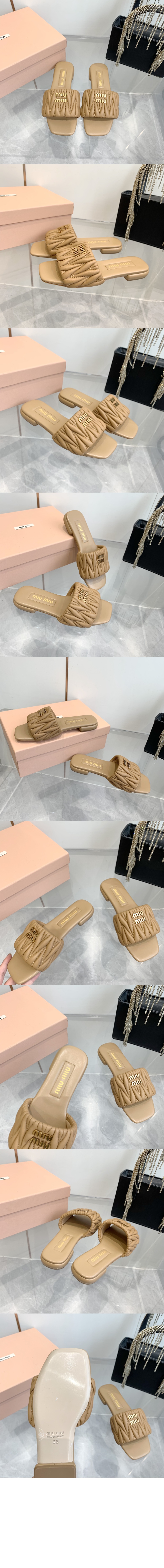 미우미우 마테라쎄 나파 가죽 슬라이드 5XX605