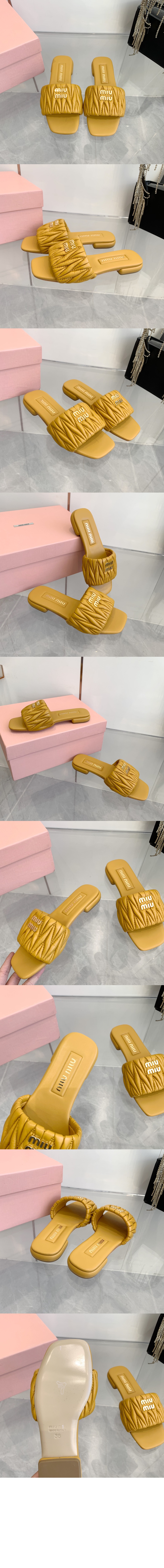 미우미우 마테라쎄 나파 가죽 슬라이드 5XX605