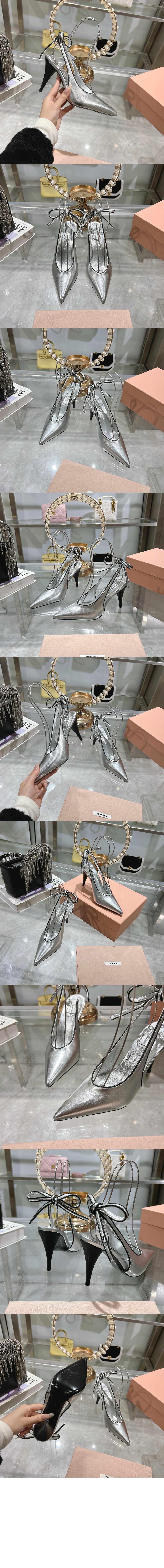 미우미우 나파 가죽 슬링백 펌프스 5I430E