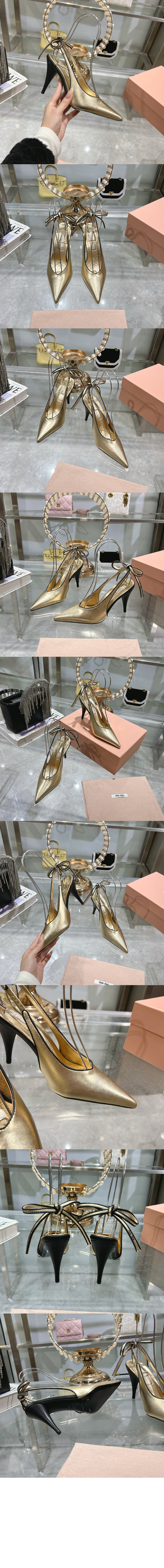 미우미우 나파 가죽 슬링백 펌프스 5I430E