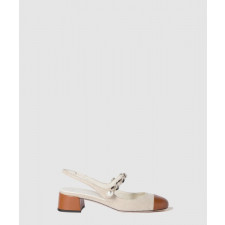 미우미우 가죽 백 스트랩 힐 캔버스 5I045E