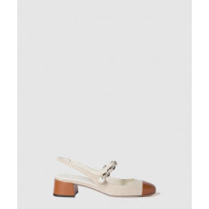 미우미우 가죽 백 스트랩 힐 캔버스 5I045E