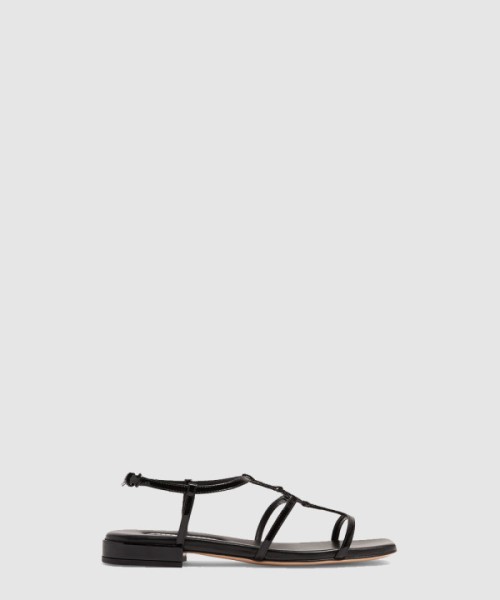 미우미우 페이턴트 레더 헤링본 샌들 5X896D