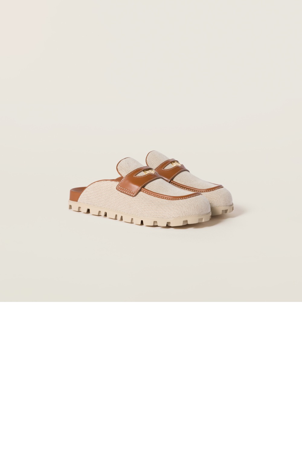 미우미우 캔버스 및 가죽 뮬 5D377E