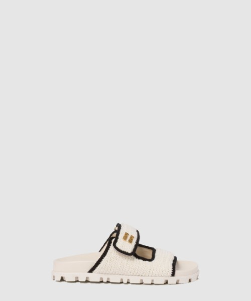 미우미우 크로셰 니트 슬라이드 샌들 5XX641