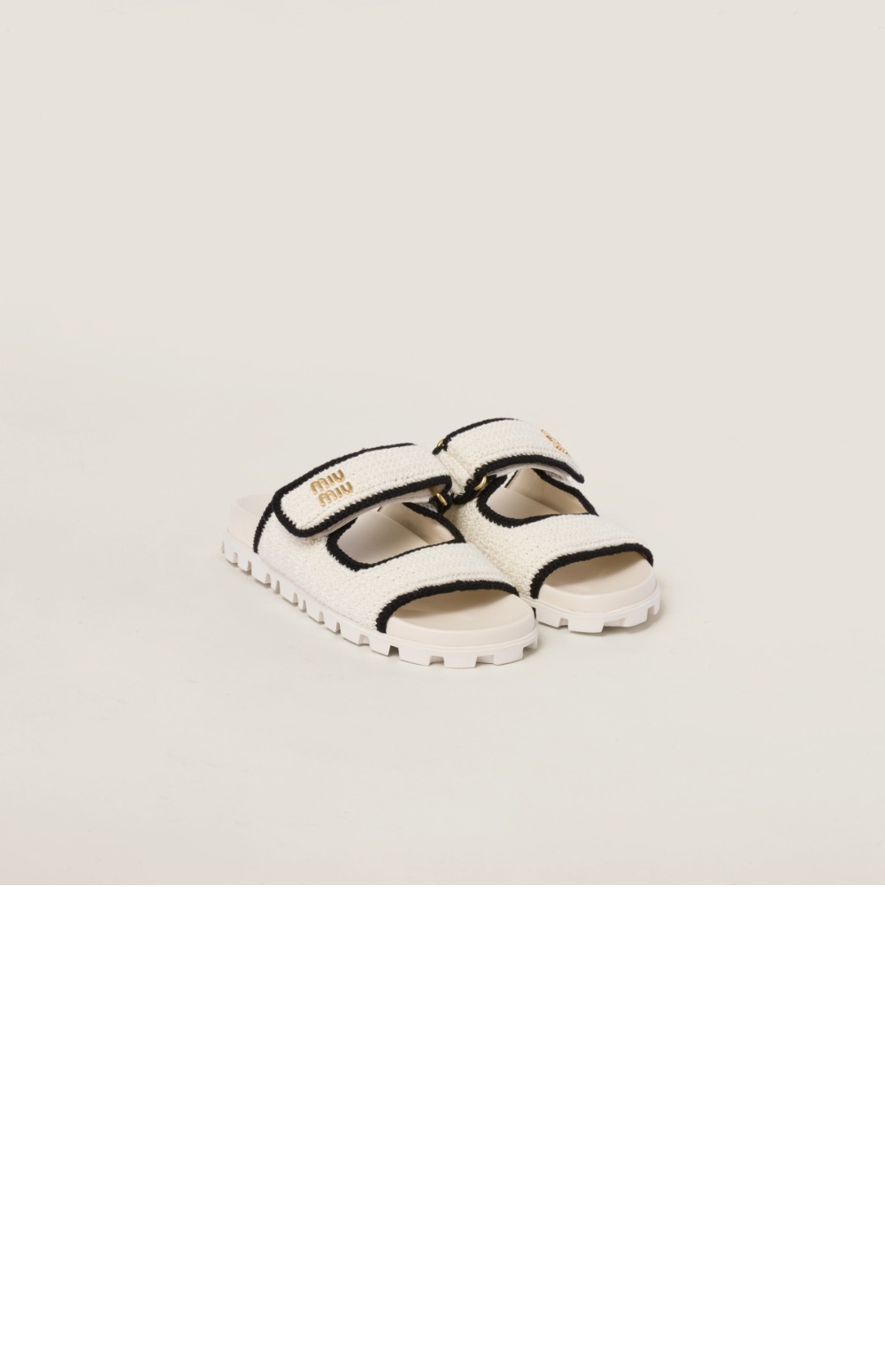 미우미우 크로셰 니트 슬라이드 샌들 5XX641