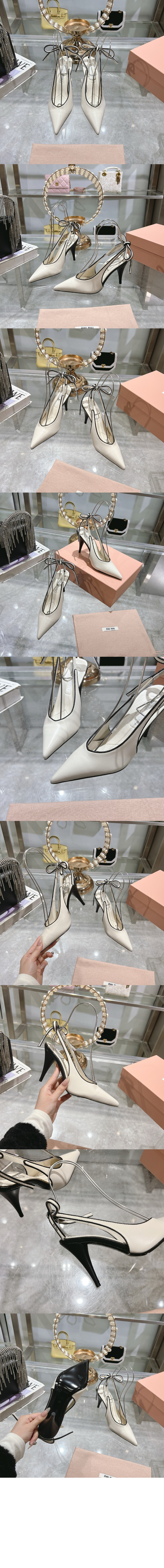 미우미우 나파 레더 슬링백 펌프스 5I430E