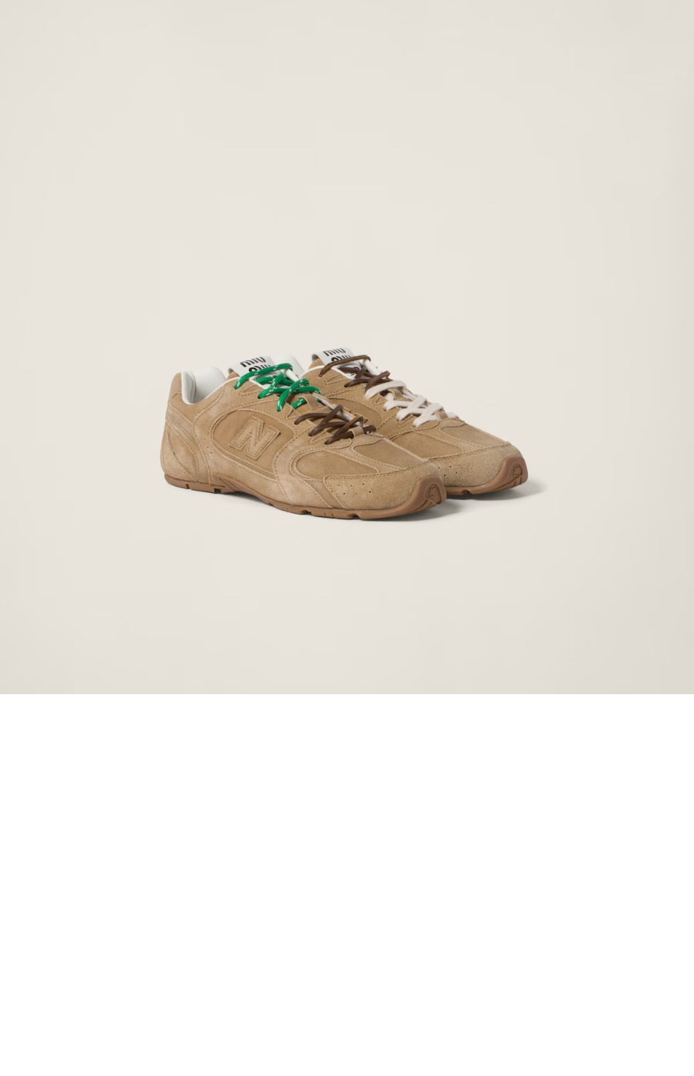 미우미우 뉴발란스 X 미우미우 스웨이드 및 메쉬 스니커즈 5E165E