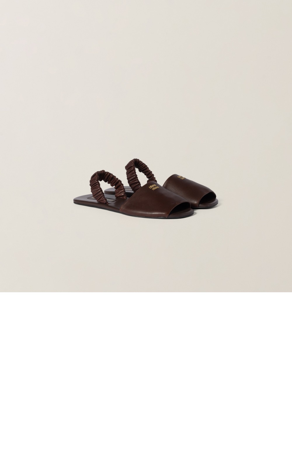 미우미우 Ruches 나파 레더 샌들 5X372E