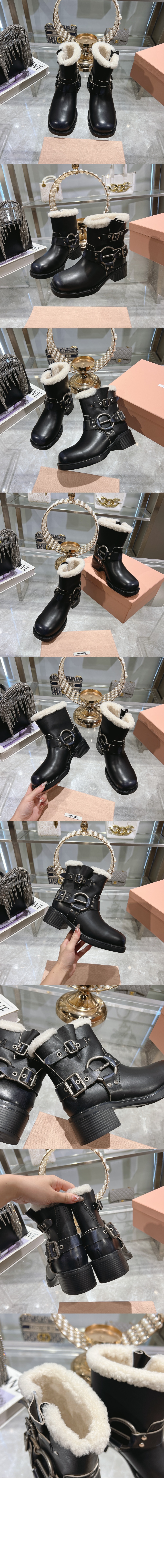 미우미우 시어링 바이커 부츠 5T953D