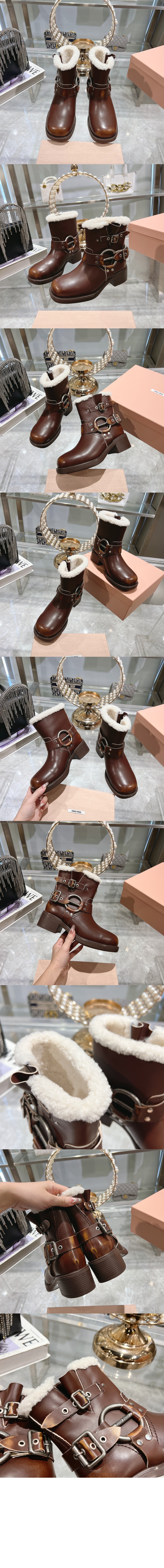 미우미우 시어링 바이커 부츠 5T953D