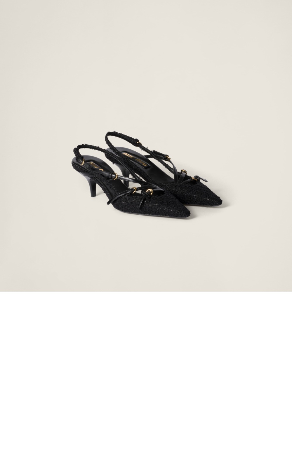 미우미우 스트랩이 달린 패브릭 슬링백 5I013E