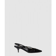 미우미우 스트랩이 달린 패브릭 슬링백 5I013E