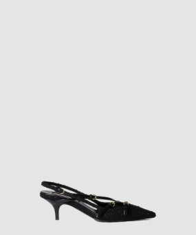 미우미우 스트랩이 달린 패브릭 슬링백 5I013E