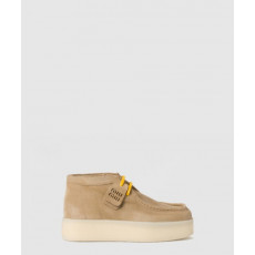 미우미우 스웨이드 델라베 웨지 앵클 부츠 5T263E