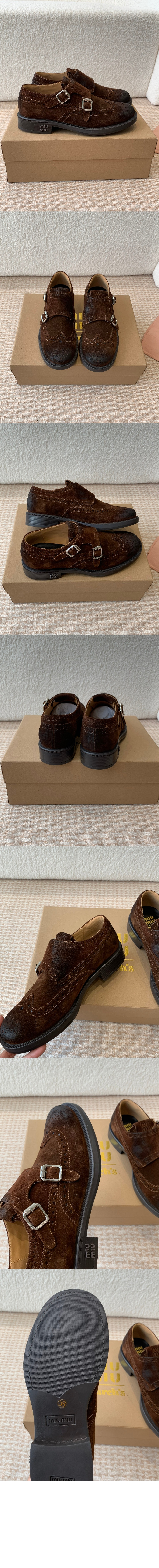 미우미우 스웨이드 더블 스트랩 로퍼 5D773D