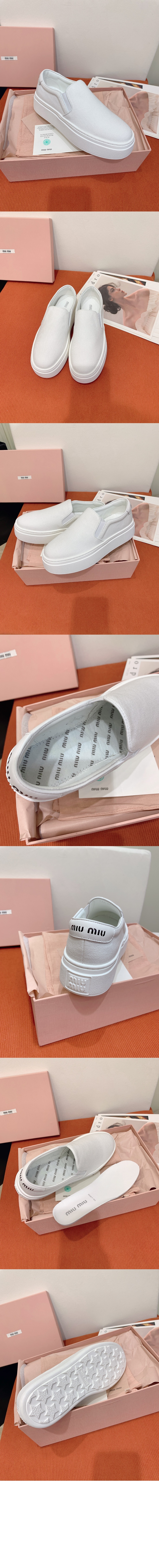 미우미우 워시드 코튼 드릴 스니커즈 5S152E