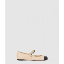 미우미우 패브릭 및 페이턴트 가죽 발레리나 5F131E