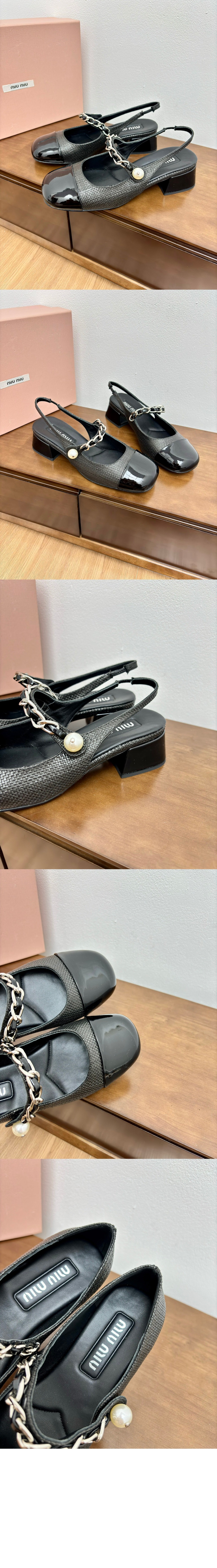 미우미우 페이턴트 슬링백 펌프스 5I045E