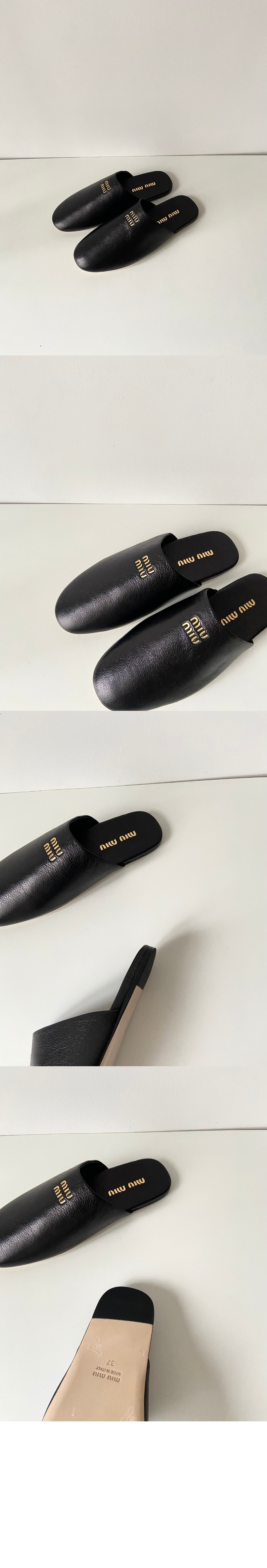 미우미우 가죽 슬리퍼 5S322E