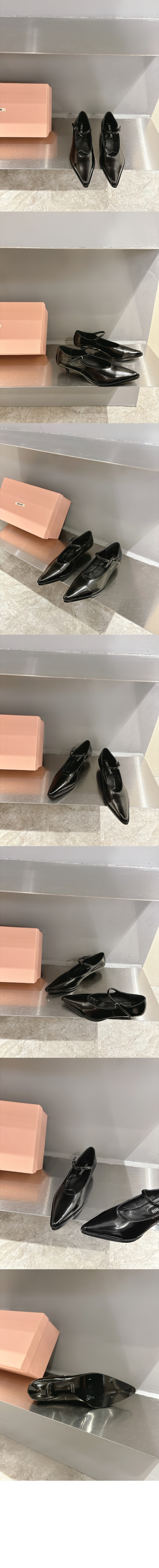 미우미우 브러쉬드 가죽 펌프스 5I317E