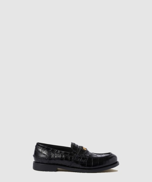 미우미우 크로커다일 프린트 가죽 로퍼 5D273E