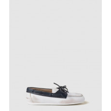 미우미우 안감 없는 블리치드 투톤 가죽 로퍼 5D123E