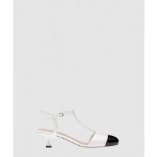 미우미우 투톤 가죽 펌프스 5I769D