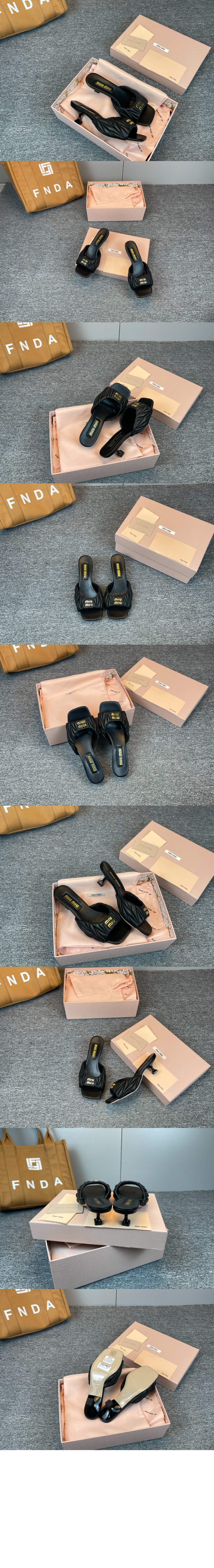 미우미우 마테라쎄 나파 가죽 슬라이드 5XX59