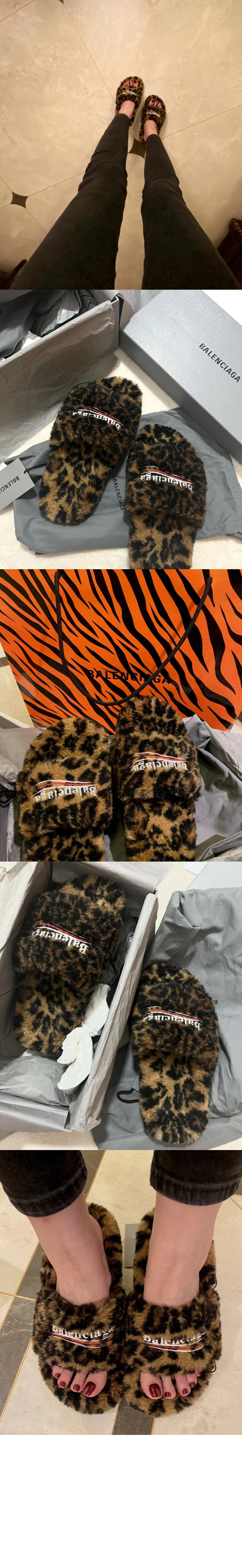 발렌시아가 페이크 퍼 로고 슬립온 654261