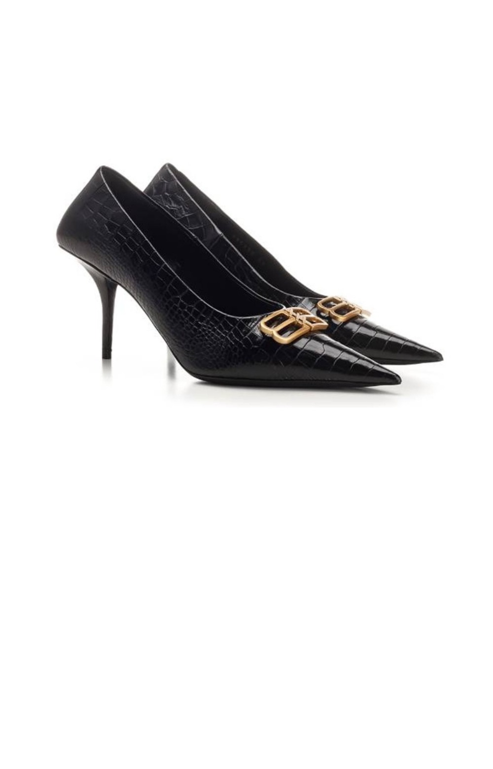 발렌시아가 크로커 이펙트 레더 펌프스힐 734238