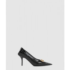 발렌시아가 크로커 이펙트 레더 펌프스힐 734238