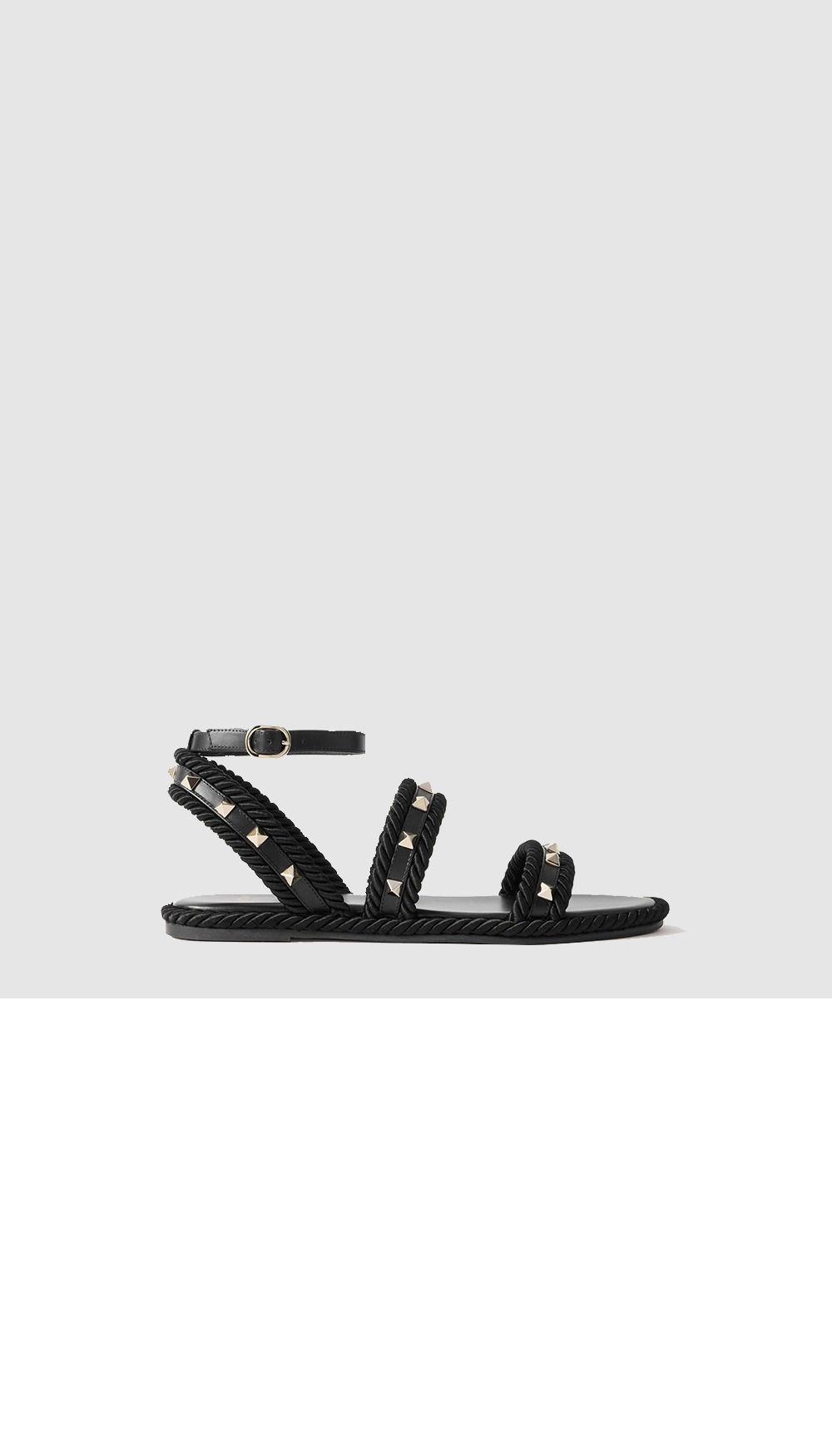 발렌티노 트리밍 스터드 가죽 샌들