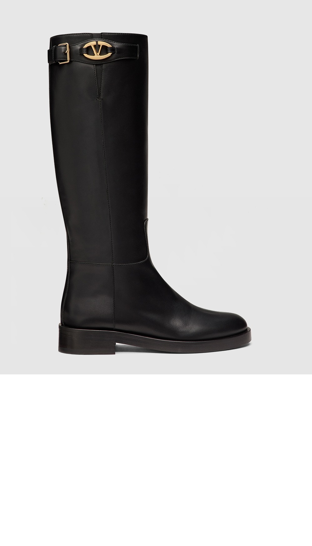 발렌티노 브이로그 송아지 가죽 롱 부츠