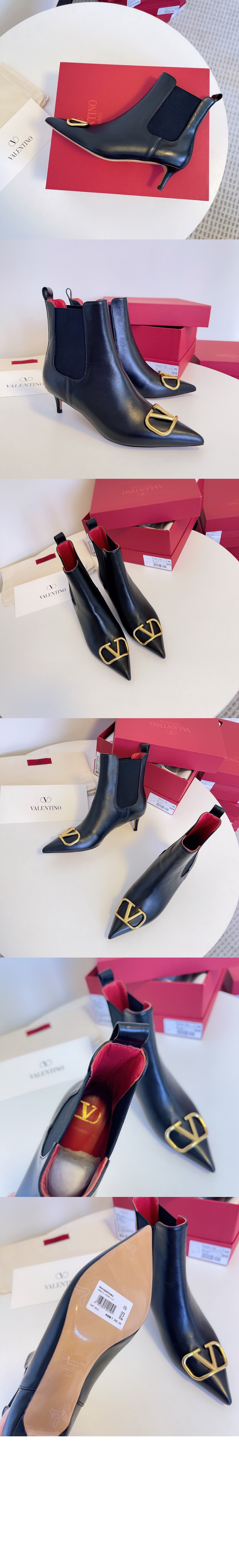 발렌티노 브이로그 가죽 앵클부츠