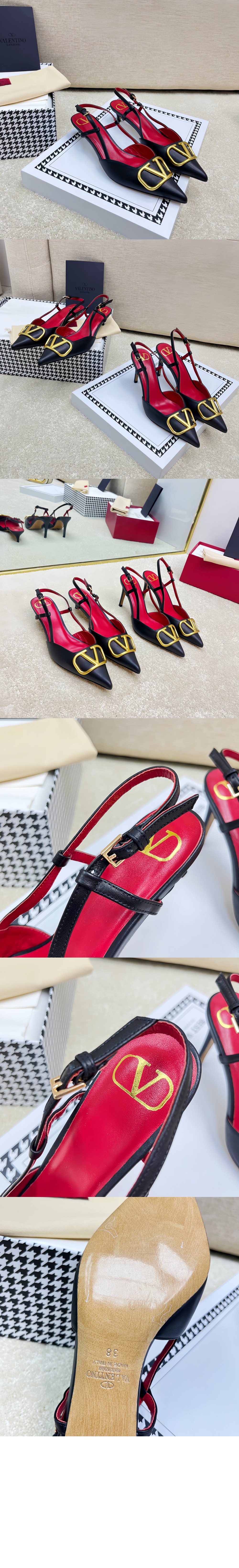 발렌티노 송아지 가죽 슬링백 펌프스