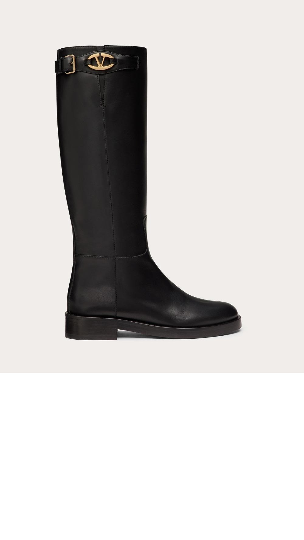 발렌티노 브이로그 송아지 가죽 롱 부츠