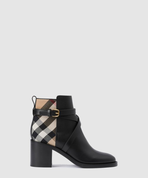 버버리 체크 레더 힐 부츠 80568181