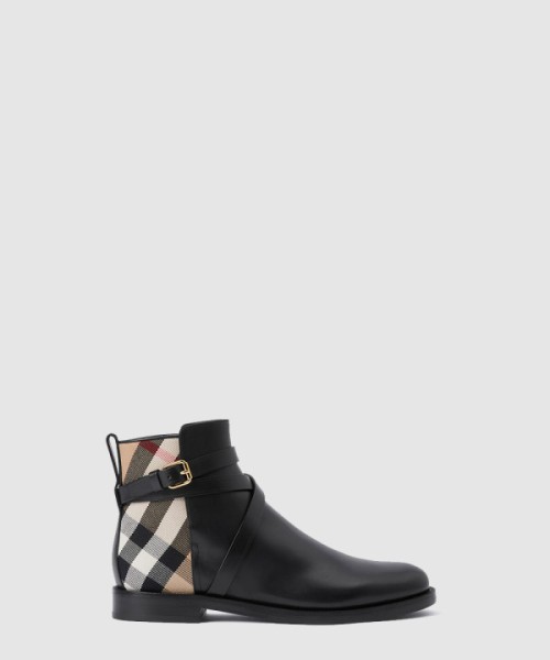 버버리 체크 레더 부츠 80568191