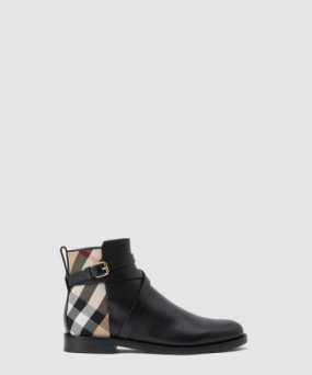 버버리 체크 레더 부츠 80568191