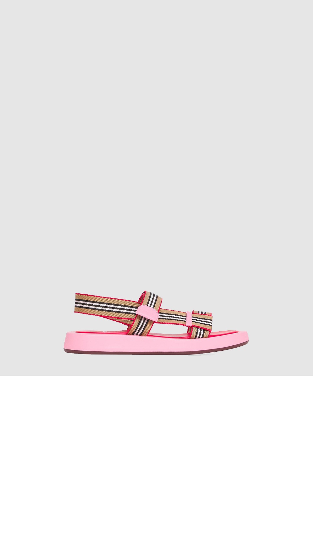 버버리 핑크 아이콘 스트라이프 샌들 8042675