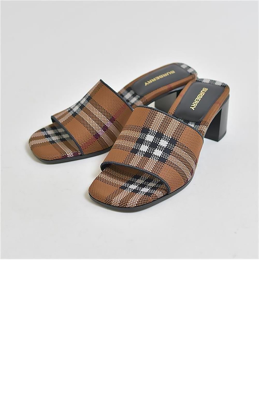 버버리 모티프 로고 뮬 샌들 76774592