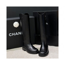 샤넬 가죽 빅 옆 CC로고 롱부츠 24SS 레더 부츠 블랙 G45433