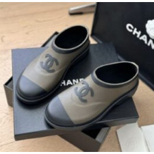 샤넬 CC 로고 투톤 러버 레인 숏 부츠