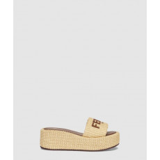 펜디 베이지 코튼 파이버 플랫폼 슬라이드 8R8515