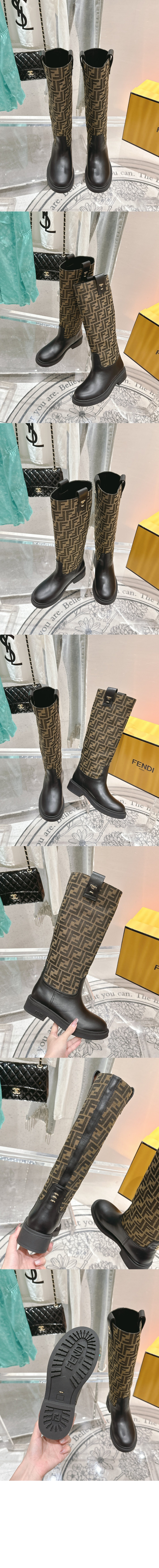 펜디 가죽과 패브릭 부츠 8W8574