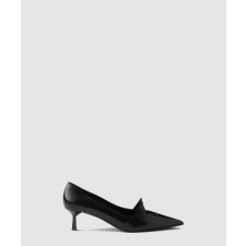 프라다 투톤 브러시드 레더 펌프스 검은색 1I976N