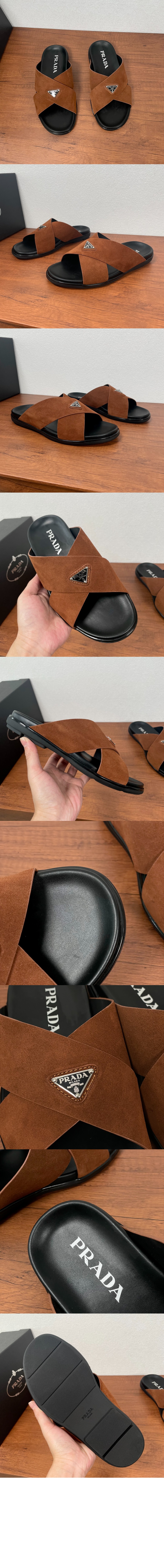 프라다 스웨이드 크리스크로스 슬라이드 2X3146